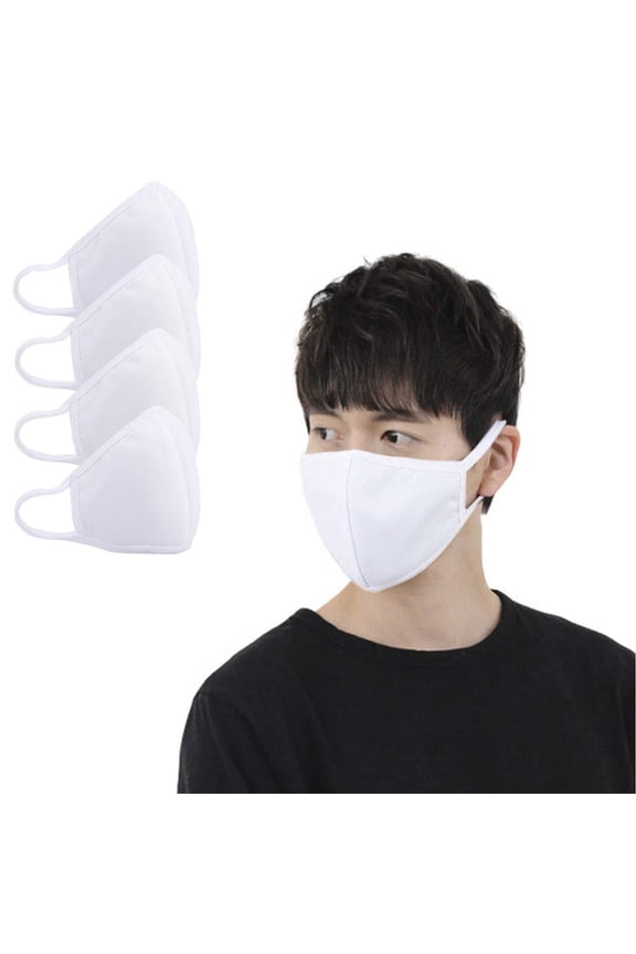 Cotton 3D Washable Face Mask / Reusable Facial Cover #White 4ea SET