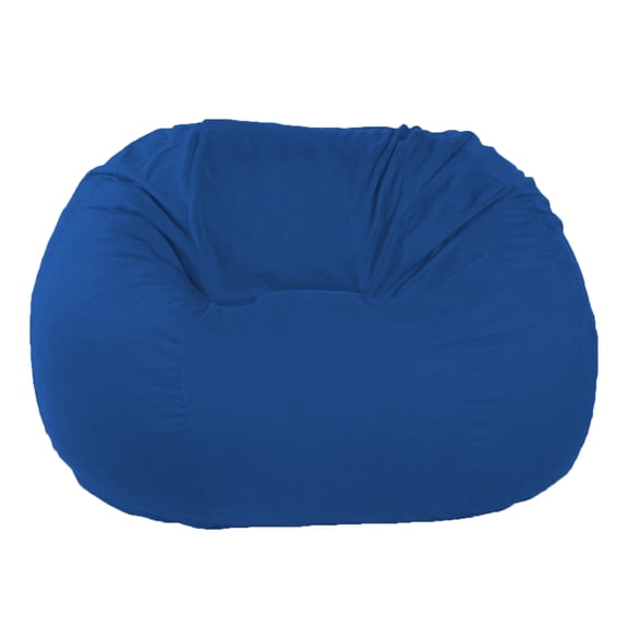 Cotton 53x38x38" Loveseat Bean Bag Chair - w/Polystyrene Beads and CertiPUR Foam Filled Bean Bag for Adults, Teens and Kids - Blue