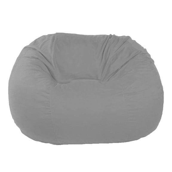 Cotton 53x38x38" Loveseat Bean Bag Chair - w/Polystyrene Beads and CertiPUR Foam Filled Bean Bag for Adults, Teens and Kids - Grey