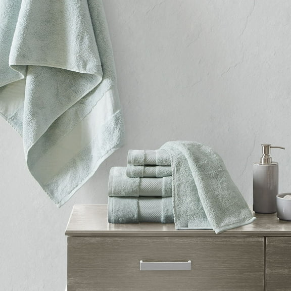 6-Piece Charcoal Organic Cotton Towel Set, 650Gsm Plush Bath & Hand Towels