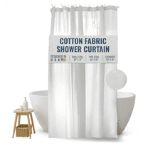 Cotton 70x74" Stall Shower Curtain - Natural fabric Leakproof curtain for luxury bathroom decor - White