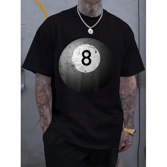 Cotton 8 Ball T-Shirt Men's Casual Short Sleeve Graphic Tee