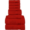 thumbnail image 1 of Cotton 8-Piece Towel Set, Includes 4 Washcloths, 2 Hand Towels and 2 Bath Towels, 100% Turkish Cotton - Highly Absorbent and Super Soft Towels for Bathroom, Red, 1 of 7