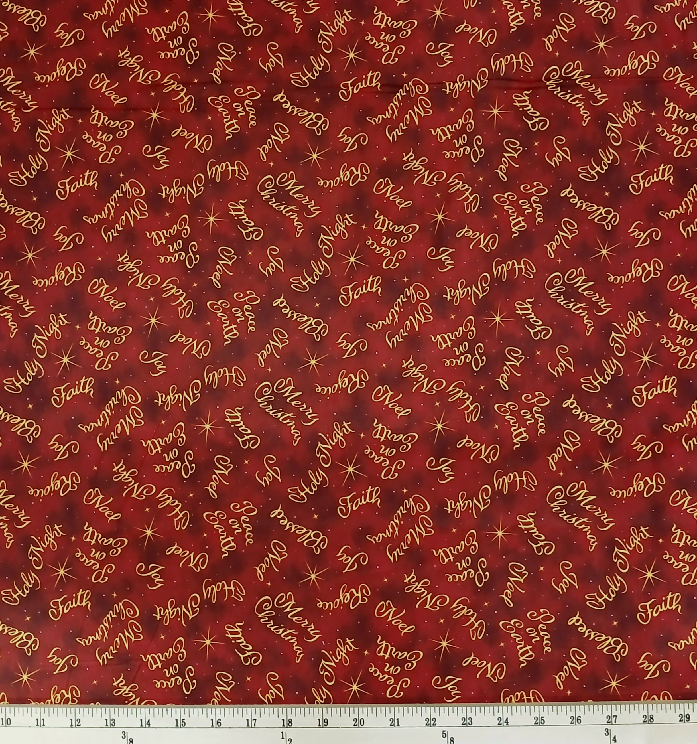 Cotton A King is Born Christmas Words Script Text Holiday Faith Quilting Treasures Red Cotton Fabric Print by the Yard (3584-30413-R)