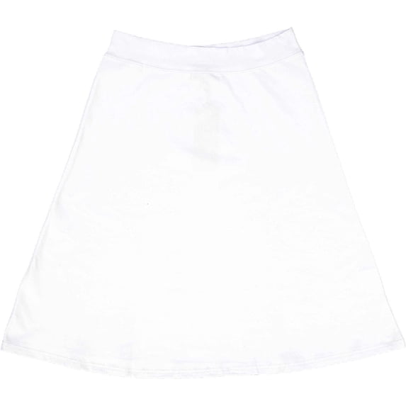 Cotton A-Line Midi Skirt For Women By BGDK- Knee Length Skirt With Elastic Waist- 95% Cotton Comfortable Fit And Flare Skirt- High Waist Flowy Skirt For Work, Office, Business, Church white