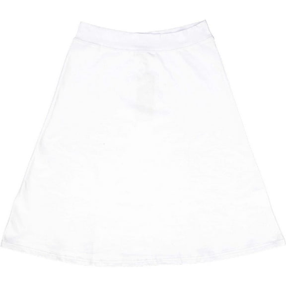 Cotton A-Line Midi Skirt For Women By BGDK- Knee Length Skirt With Elastic Waist- 95% Cotton Comfortable Fit And Flare Skirt- High Waist Flowy Skirt For Work, Office, Business, Church white