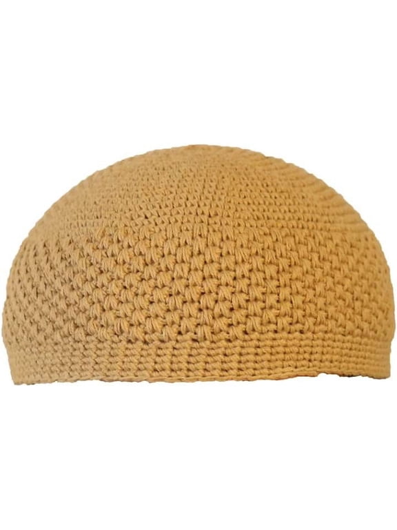 Cotton Adult Men's Islamic Prayer Cap (Yellow, Free Size), Stretchable Caps For Men, Namaz Topi, Skull Cap/Koofi/kufi, Muslim Spiritual Items, Islamic Muslim Essentials, Pack of 1