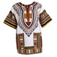 thumbnail image 1 of Cotton African Dashiki Skirt Dress Loose Fit Short Sleeve Caftan Tops for Men - Yellow, as described, 1 of 10