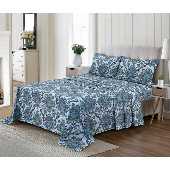 Cotton Alley 300 Thread Count 100% Cotton Percale Weave - 3 Pcs Twin Sheets Set with Deep Pocket