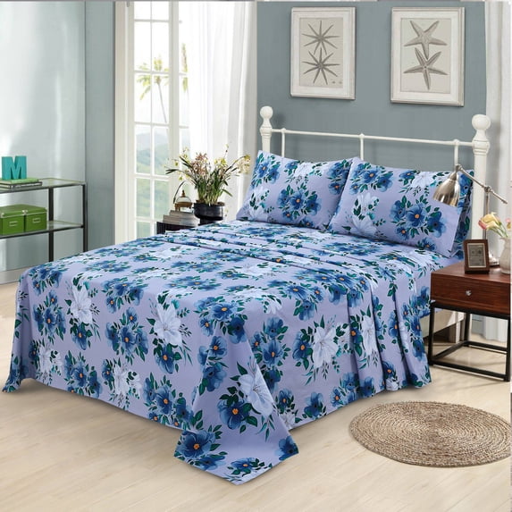 Cotton Alley 300 Thread Count 100% Cotton Percale Weave - 3 Pcs Twin Sheets Set with Deep Pocket