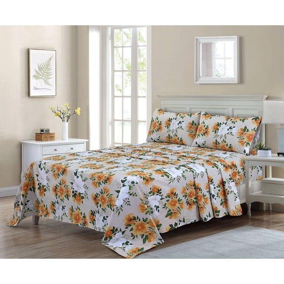 Cotton Alley 300 Thread Count 100% Cotton Percale Weave - 3 Pcs Twin Sheets Set with Deep Pocket