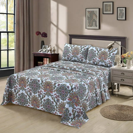 Cotton Alley 300 Thread Count 100% Cotton Percale Weave - 3 Pcs Twin Sheets Set with Deep Pocket