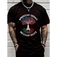 thumbnail image 1 of Cotton American Grown Mexican Roots Mexico Country Lover Proud Us T-Shirt Men's Casual Short Sleeve Graphic Tee, 1 of 4