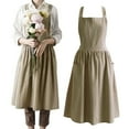 thumbnail image 1 of Cotton And Linen Kitchen Cooking Apron with Cross Back for Cooking Catering Work Commercial Restaurant Khaki, 1 of 6