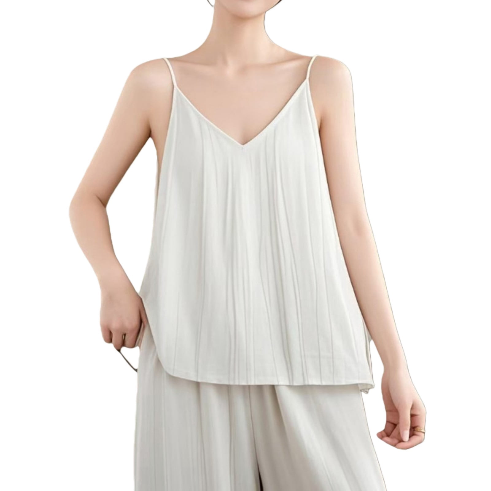 Cotton And Linen Sleeveless Blouses for Women Beach Vacation T Shirt ...