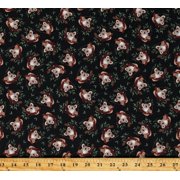 Cotton Animals Koalas Aussie Friends Flowers Trees Leaves Nature Black Cotton Fabric Print by the Yard (2101-99)