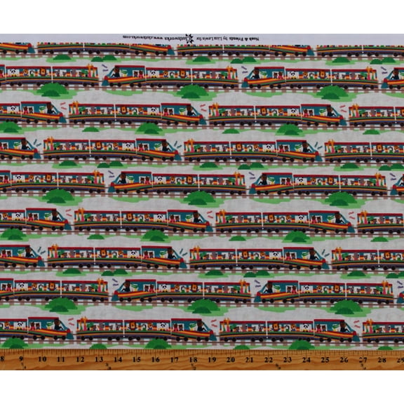 Cotton Animals Riding Trains Zoo Kids Children's Play Time Cotton Fabric Print by the Yard (Y3460J-116J-MISTGRAY)