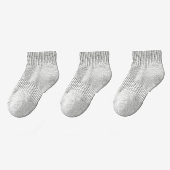 Cotton Ankle Socks for Boys & Girls 3 Pack Moisture-Wicking Juniors Toddlers Kids Casual Solid Multipack School Uniform Workout Crew Sock