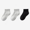 thumbnail image 1 of Cotton Ankle Socks for Boys & Girls 3 Pack Moisture-Wicking Juniors Toddlers Kids Casual Solid Multipack School Uniform Workout Crew Sock, 1 of 3