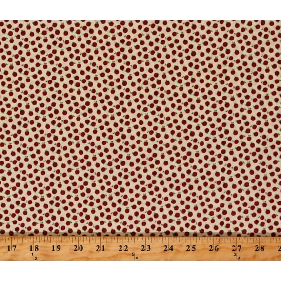 Cotton Apples Tiny Small Fruits Fall Autumn Orchard Harvest Thanksgiving Lancaster Whistler Studios Cotton Fabric Print by the Yard (42659-3)