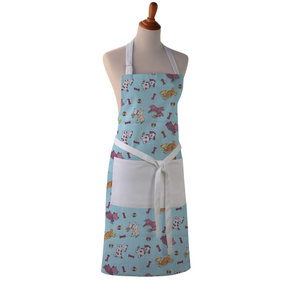 Cotton Apron - Puppies Print - Kitchen BBQ Restaurant Cooking Painters Artists - Full Apron or Waist Apron