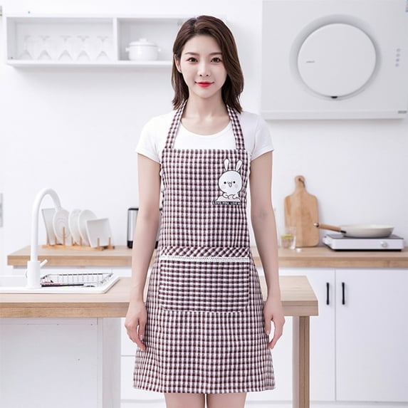 Cotton Apron With Large Pockets Breathable Material Oil-Resistant For Kitchen Cooking Household Use Measuring 12.59x9.84x0.39 Inches (Coffee)