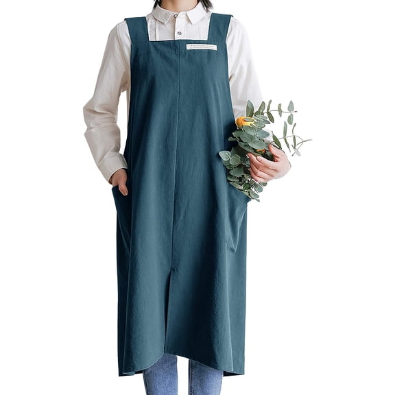 Cotton Aprons for Women and Men | Cross-Back Apron with Pockets