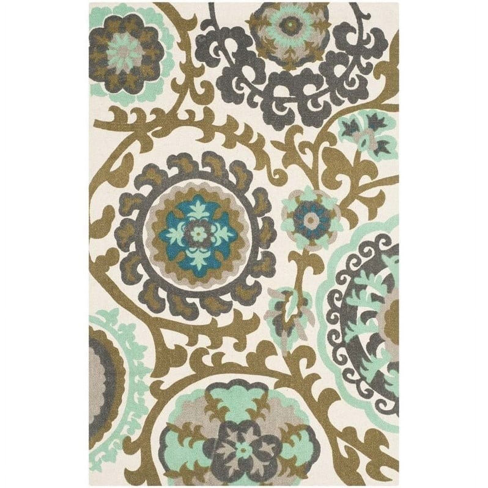 Cotton Area Rug in Turquoise