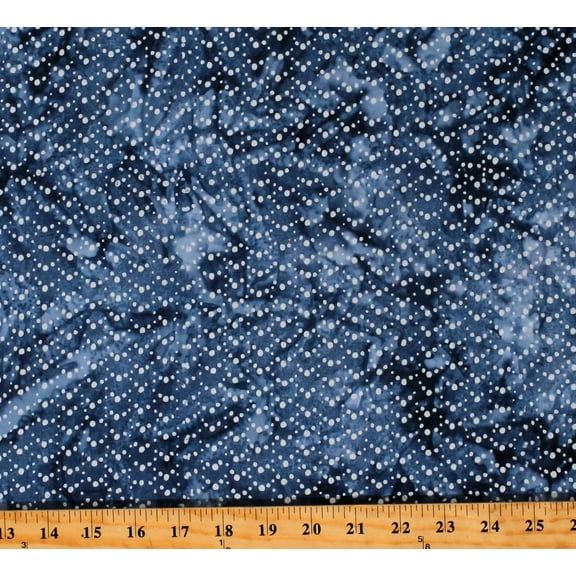 Cotton Artisan Batiks Kasuri White Dots on Blue Cotton Fabric Print by the Yard (AMD-20835-67DENIM)