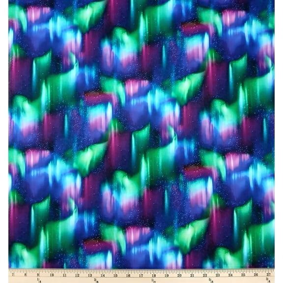Cotton Aurora Borealis Northern Lights Stars Night Sky Galaxy Elizabeth Studios Cotton Fabric Print by the Yard (735MULTI)