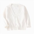 thumbnail image 1 of Cotton Baby Cardigan, Long Sleeve Knit Sweater for Toddler Boys Girls(White,18-24 Months), 1 of 6