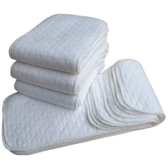 Cotton Baby Diapers,Reusable & Washable Diaper Pad Liners,Soft Skin-Friendly Folding-Free Baby Cotton Diapers Diaper Pad 10 Count (White)