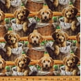 thumbnail image 1 of Cotton Baby Goldendoodle Dogs Puppies Pups Pets Animals Baskets Green Cotton Fabric Print by the Yard (DX-4284-3C-1MULTI), 1 of 2