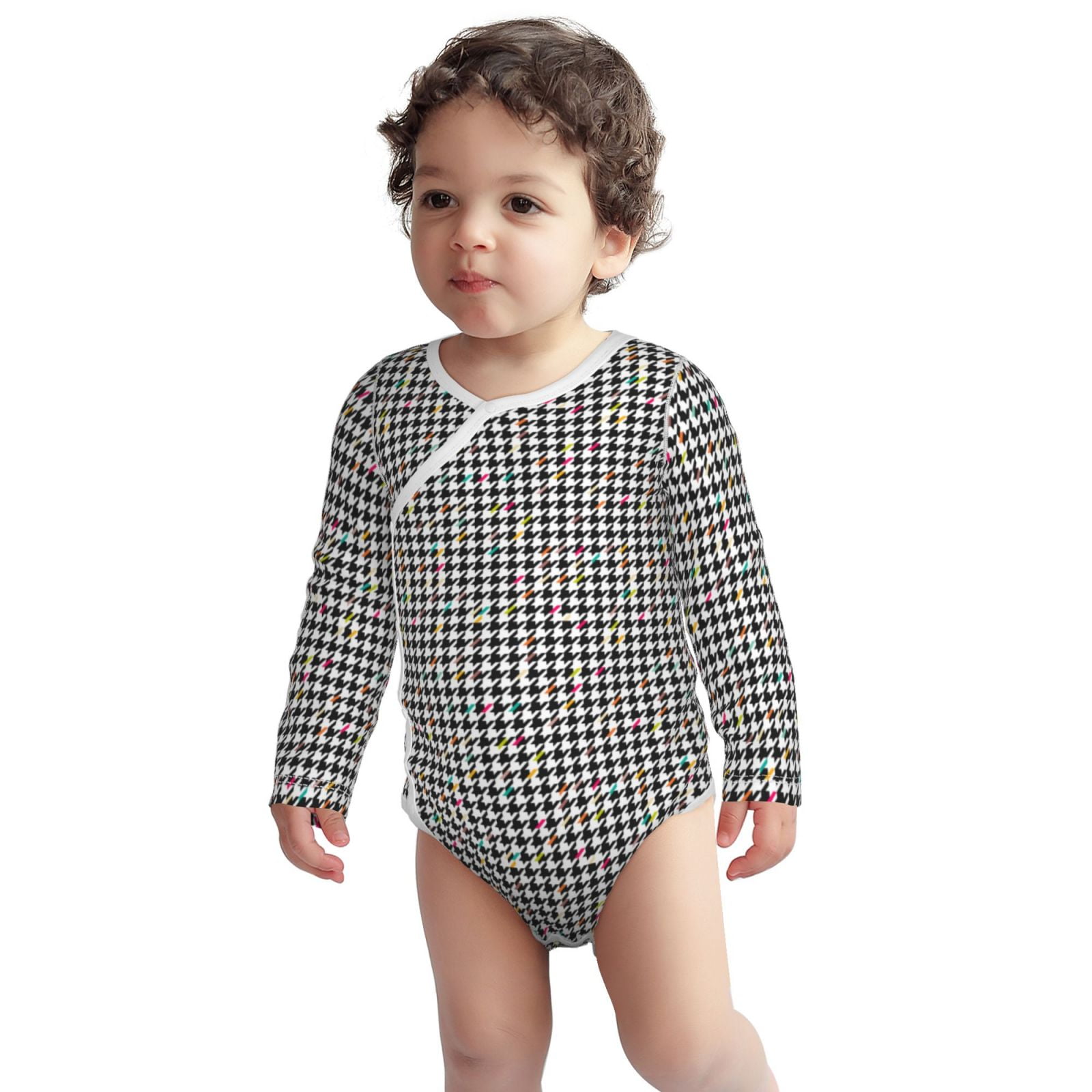 Cotton Baby Onsies, Black And White Houndstooth Unisex Newborn Baby