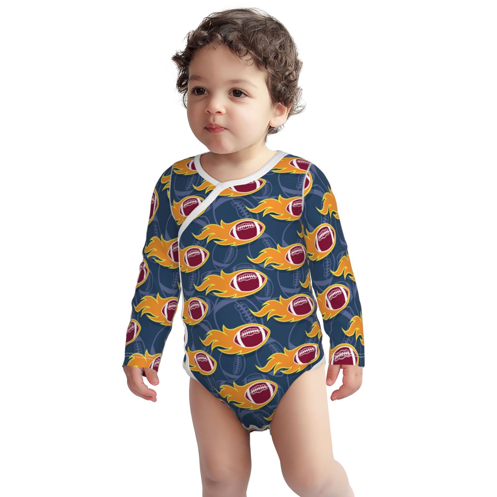 Cotton Baby Onsies, Burning Rugby Balls Unisex Newborn Baby Long Sleeve ...