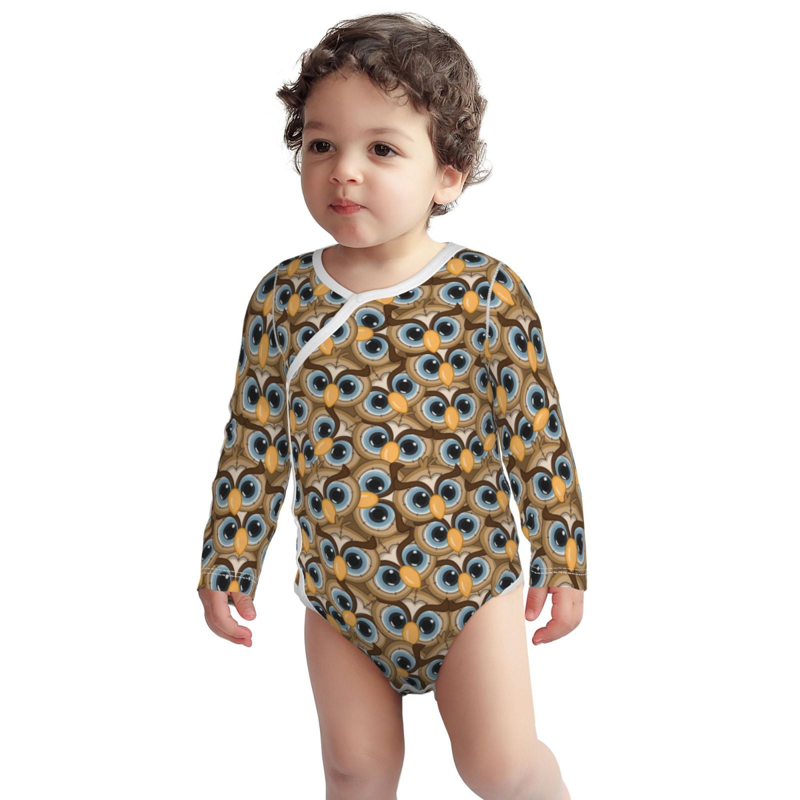 Cotton Baby Onsies, Cute Big Eyes Owl Unisex Newborn Baby Long Sleeve
