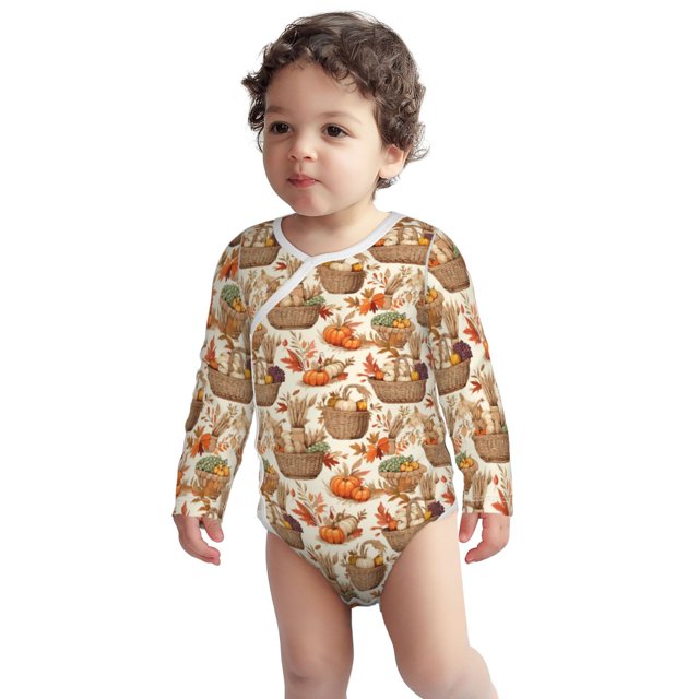 Cotton Baby Onsies, Leaves And Berries Long Sleeve Unisex Newborn Baby