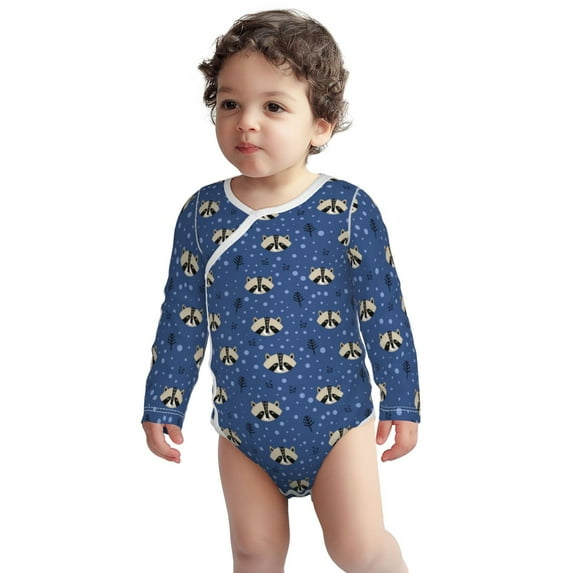 Cotton Baby Onsies, Raccoon blue point Unisex Newborn Baby Long Sleeve Bodysuit Infant Outfit Toddler Baby Boy Clothes for Boys Girls