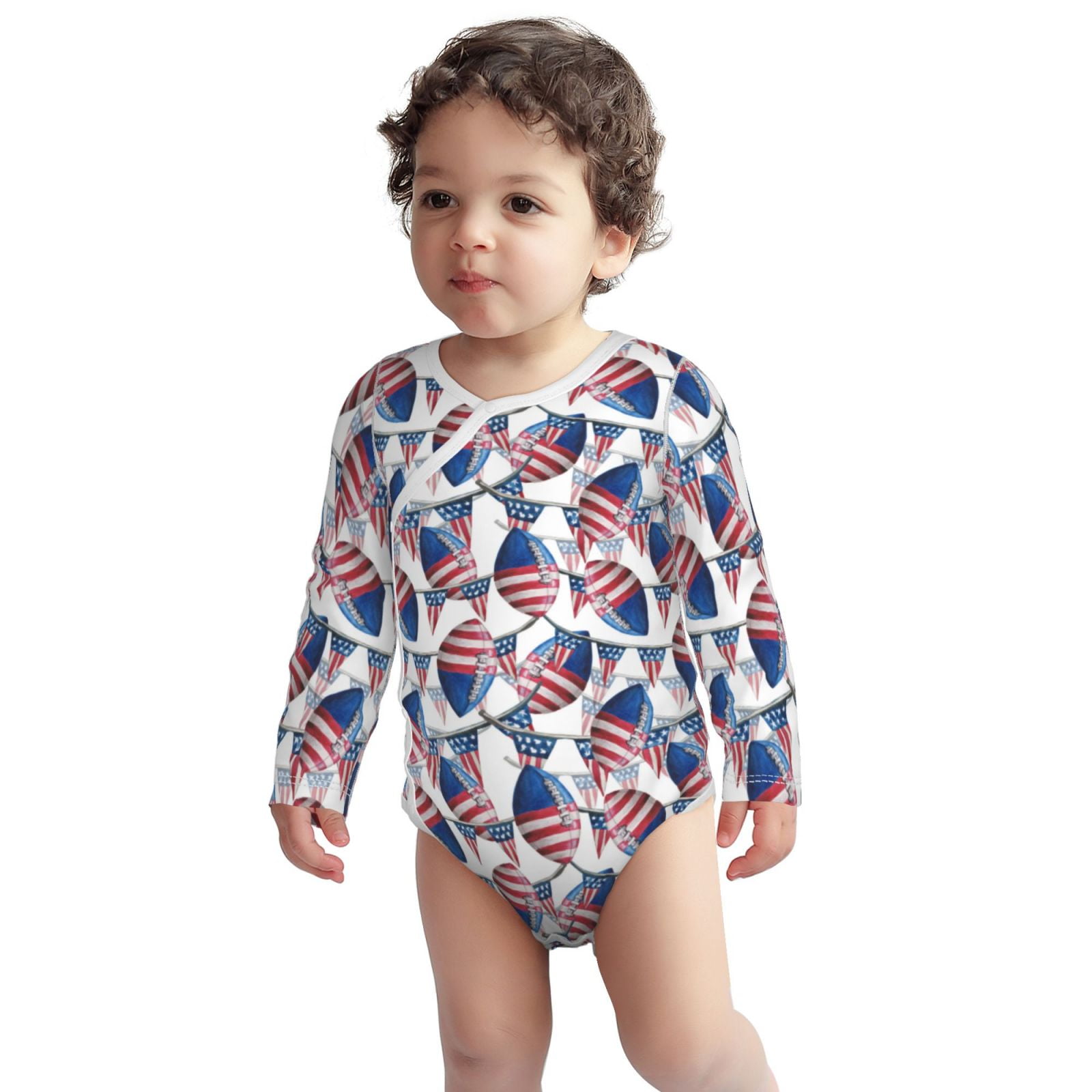 Cotton Baby Onsies, USA flag American football cool Long Sleeve Unisex