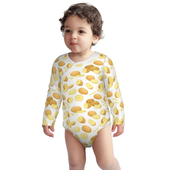 Cotton Baby Onsies, cartoon Potato Pattern Unisex Newborn Baby Long Sleeve Bodysuit Infant Outfit Toddler Baby Boy Clothes for Boys Girls