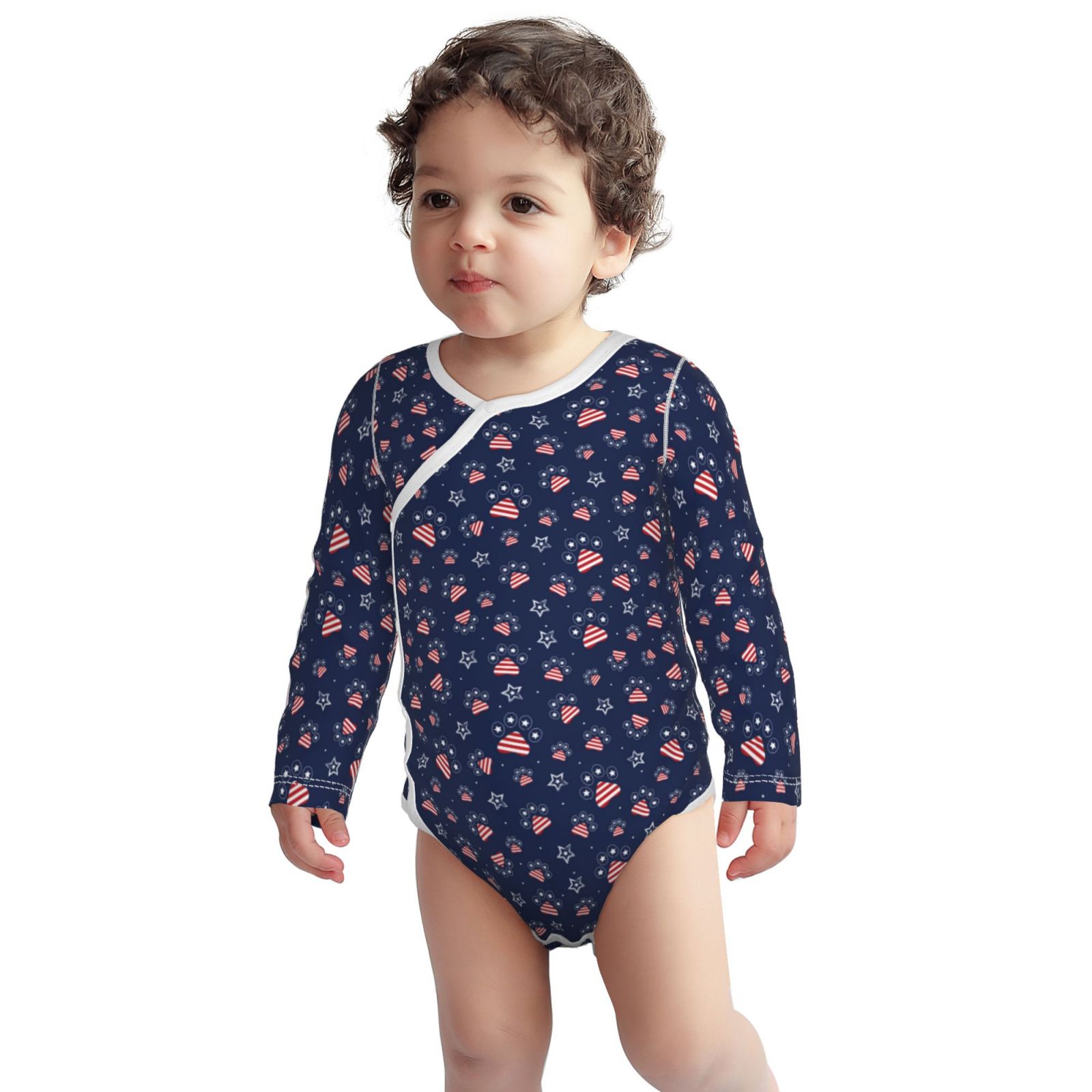 Cotton Baby Onsies, star dog paw Long Sleeve Unisex Newborn Baby