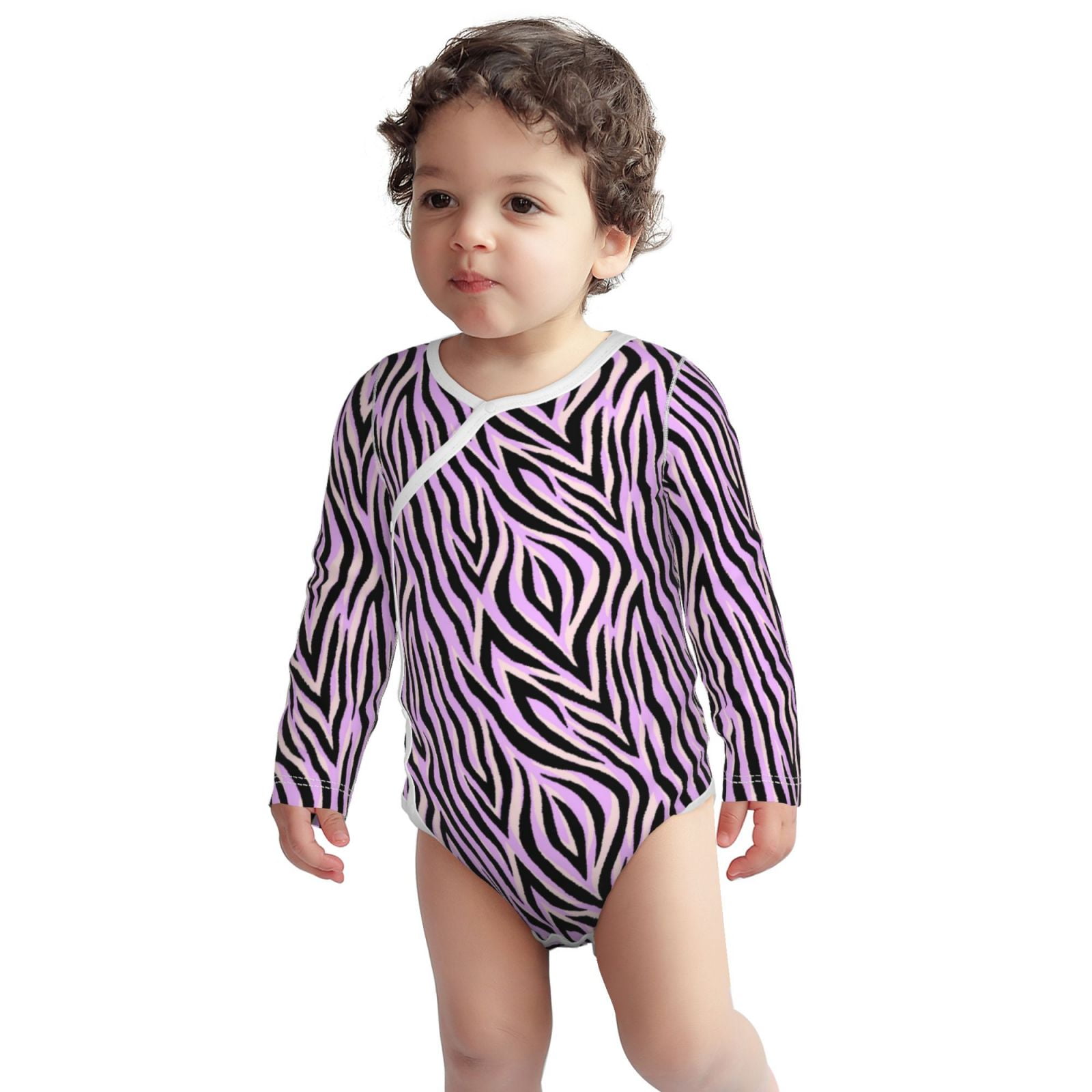 Cotton Baby Onsies, zebra print purple Unisex Newborn Baby Long Sleeve