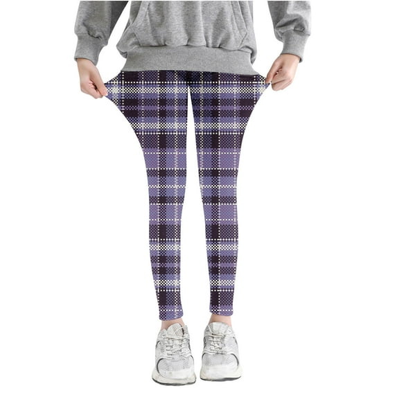 Cotton Baby Pants Full Length Pants Girls Lattice Printed Pants High Waist Stretchy Soft Tights Kids Summer Leggings for School Wearing Purple 5 Years