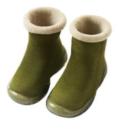 Cotton Baby Slipper Sock Skid Resistance Baby Slipper Sock Warm Baby Footgear Winter Baby Prewalker (Green Size 20/21)
