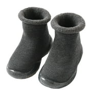 Cotton Baby Slipper Sock Skid Resistance Baby Slipper Sock Warm Baby Footgear Winter Baby Prewalker (Grey Size 22/23)
