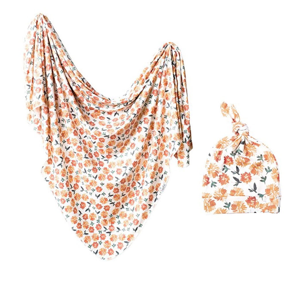 Cotton Baby Swaddle Hat Set Preemie Hats Receiving Blankets for Baby