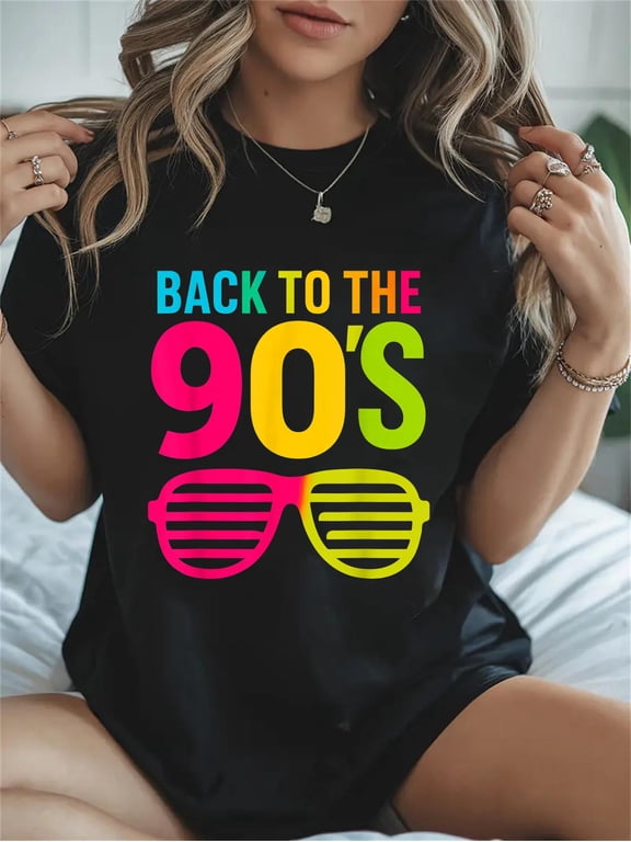 Cotton Back to 90's 1990s Retro Vintage Nineties Costume Casual Graphic Daily T-Shirt