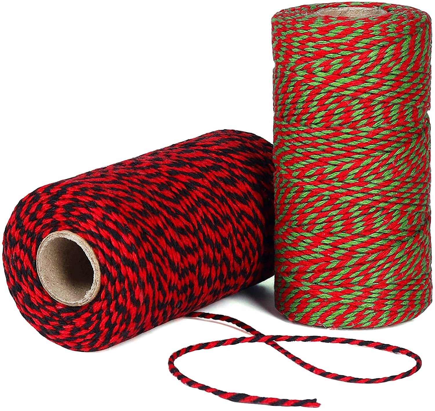 Cotton Bakers String, 2 Roll x 328 Feet 2mm Striped Cotton Twine String ...
