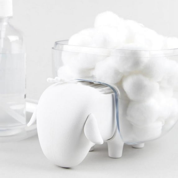 Cotton Ball Holder Dispenser,Acrylic Qtip Containers with Lid, Cute Sheep Vanity Organizer Canister for Bathroom Countertops,Birthday Gift for Women Girl