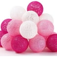thumbnail image 1 of Cotton Ball String Lights,3 m/10 ft Christmas Fairy Lights,Topboutique 1.6'' Ball Lights for Xmas,Halloween,Valentine's Day,Wedding,Party,Home Decor,Pink,20 LED Battery Powered,Warm White Light, 1 of 7